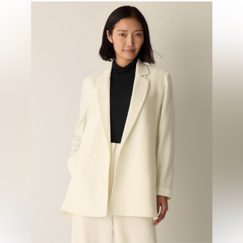 NWT Eileen Fisher  Stretch Wool Crepe Long Blazer